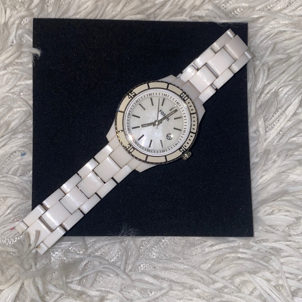Fossil white ceramic “Stella” watch